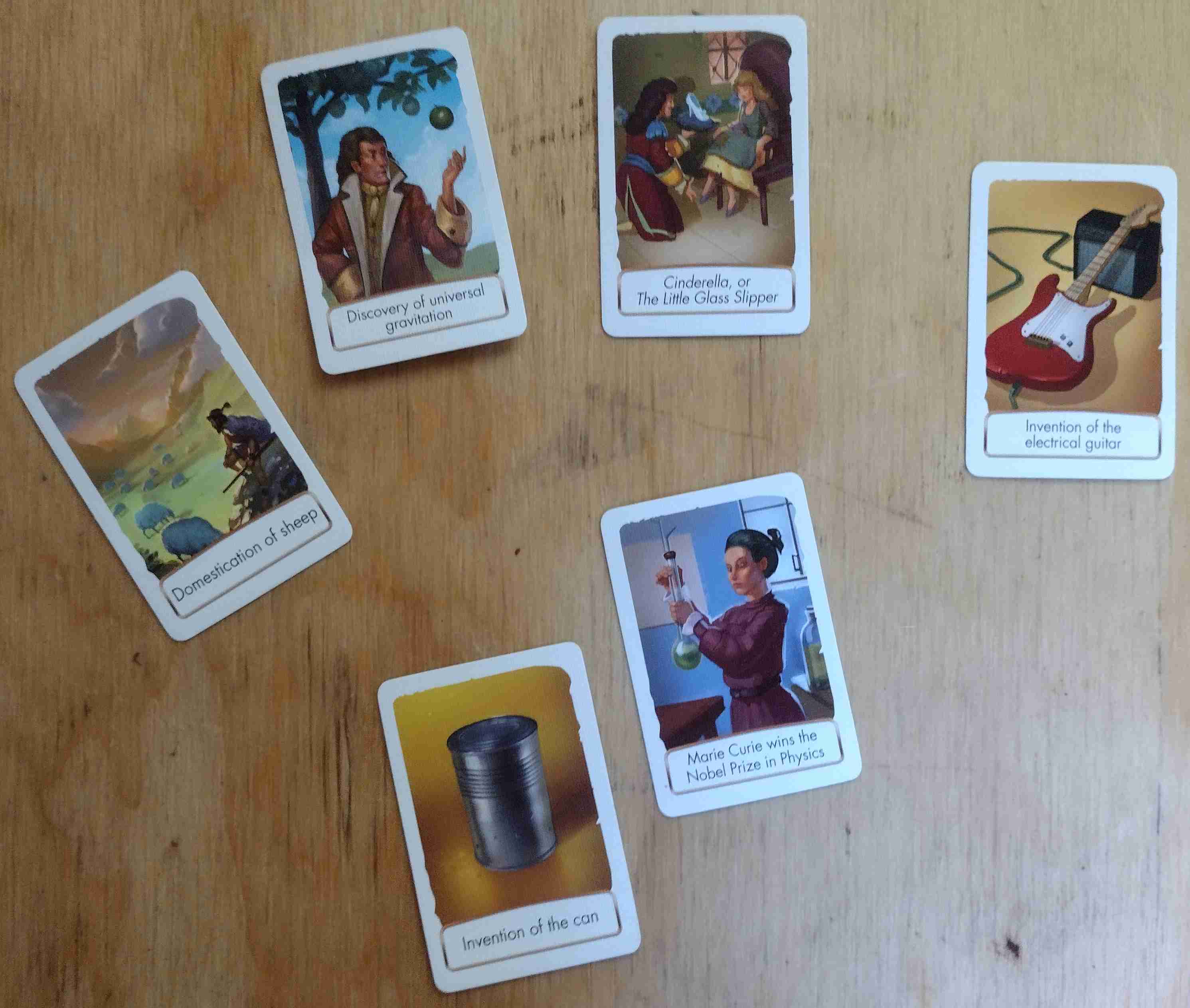 Timeline cards, face down